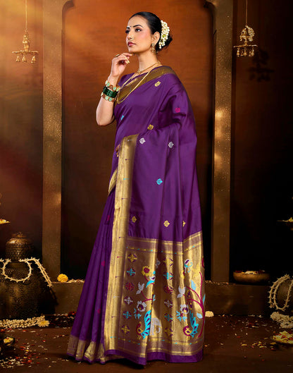 Purple Silk Woven Paithani Saree