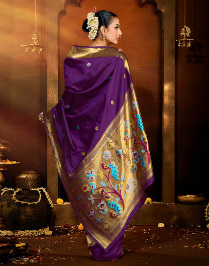 Purple Silk Woven Paithani Saree