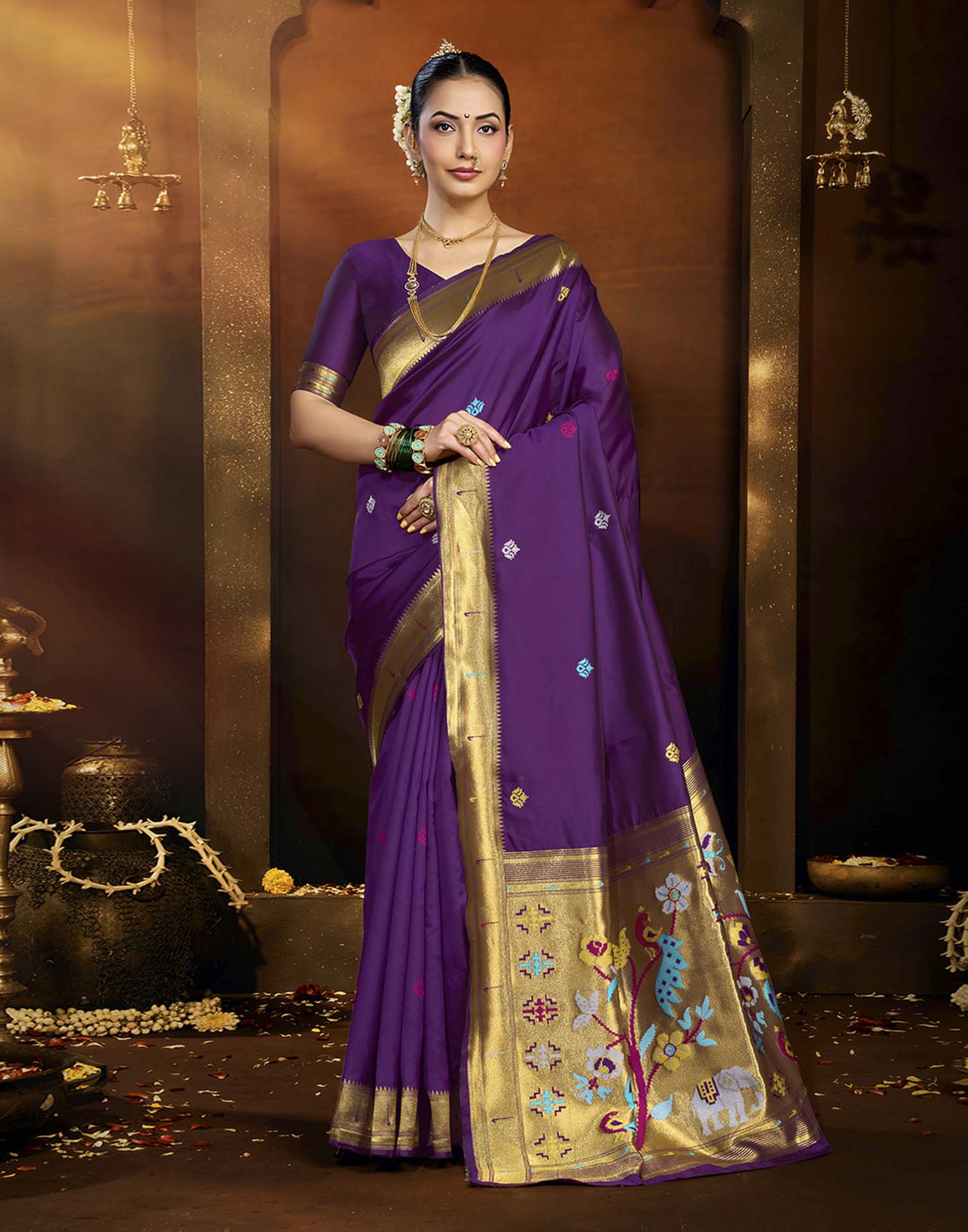 Purple Silk Woven Paithani Saree