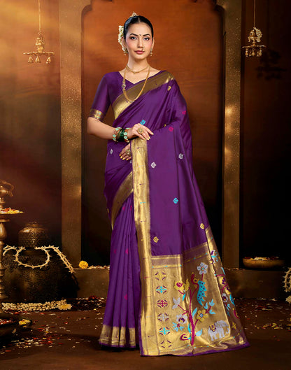 Purple Silk Woven Paithani Saree