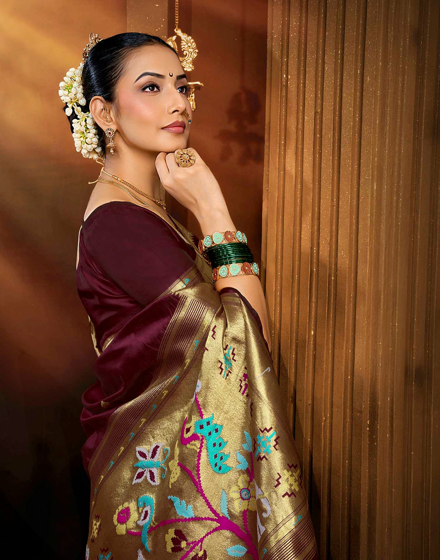 Brown Silk Woven Paithani Saree
