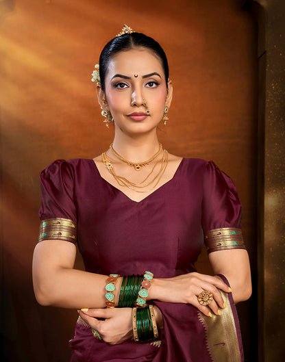 Brown Silk Woven Paithani Saree