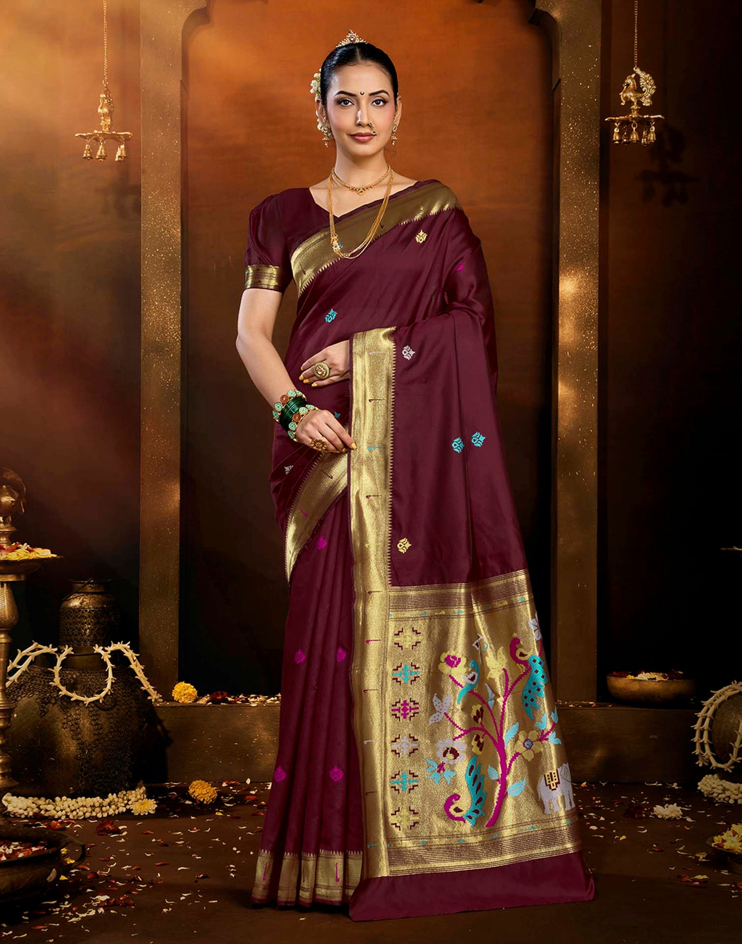 Brown Silk Woven Paithani Saree