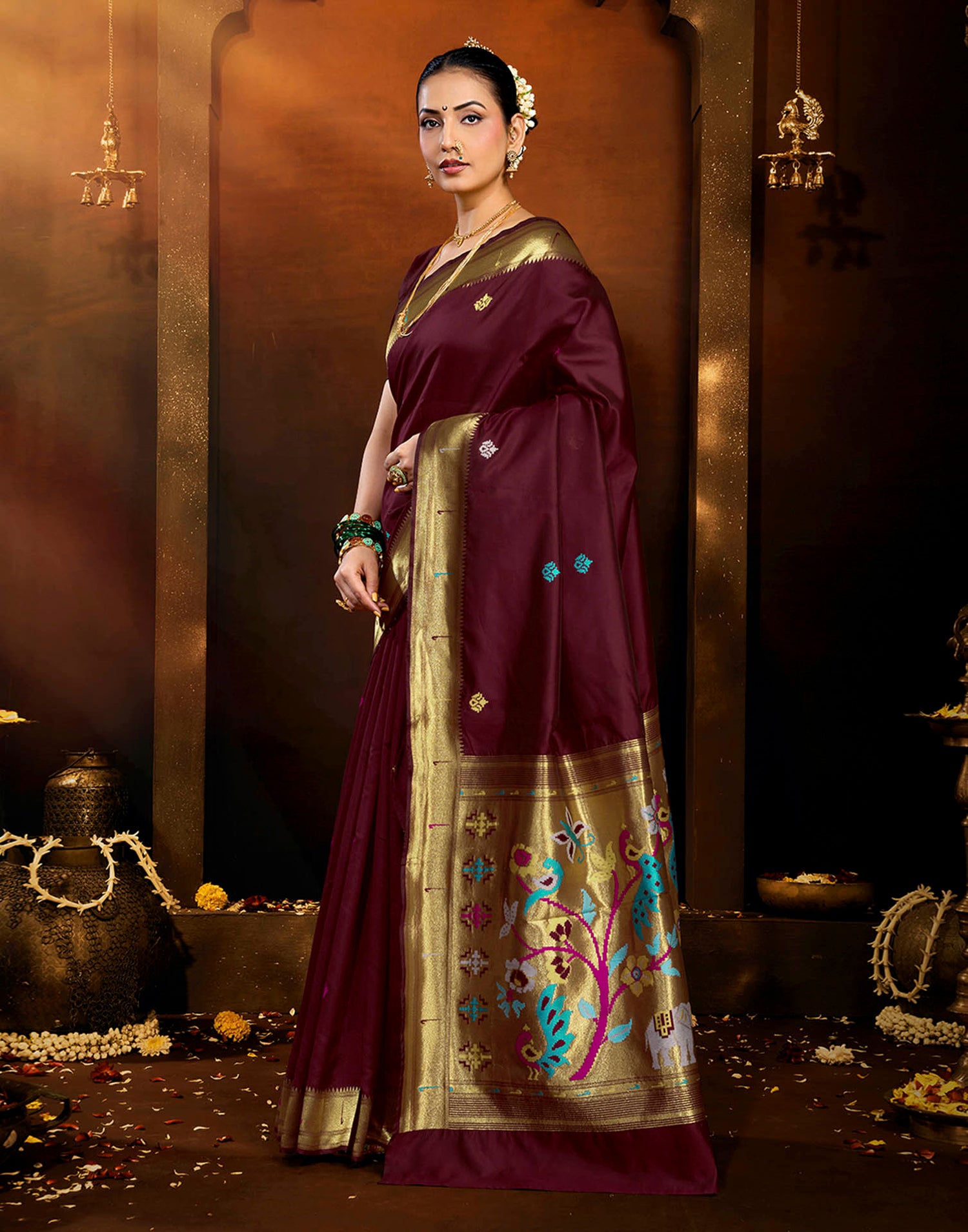Brown Silk Woven Paithani Saree