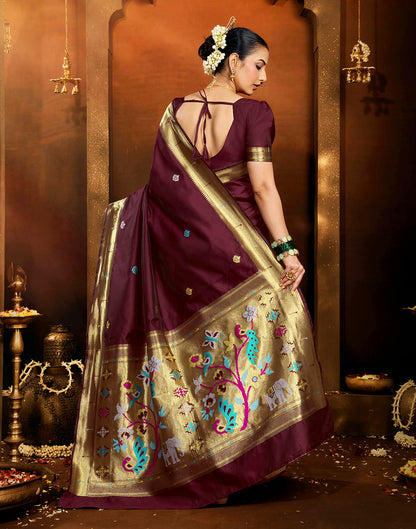 Brown Silk Woven Paithani Saree