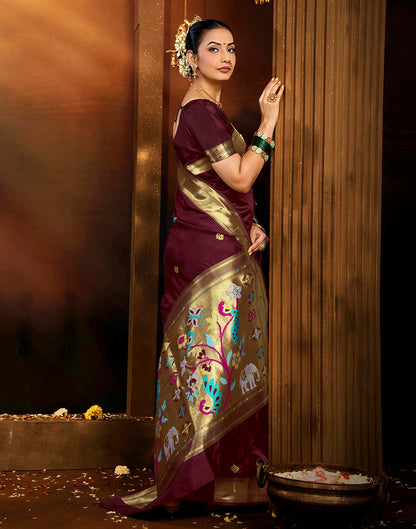Brown Silk Woven Paithani Saree