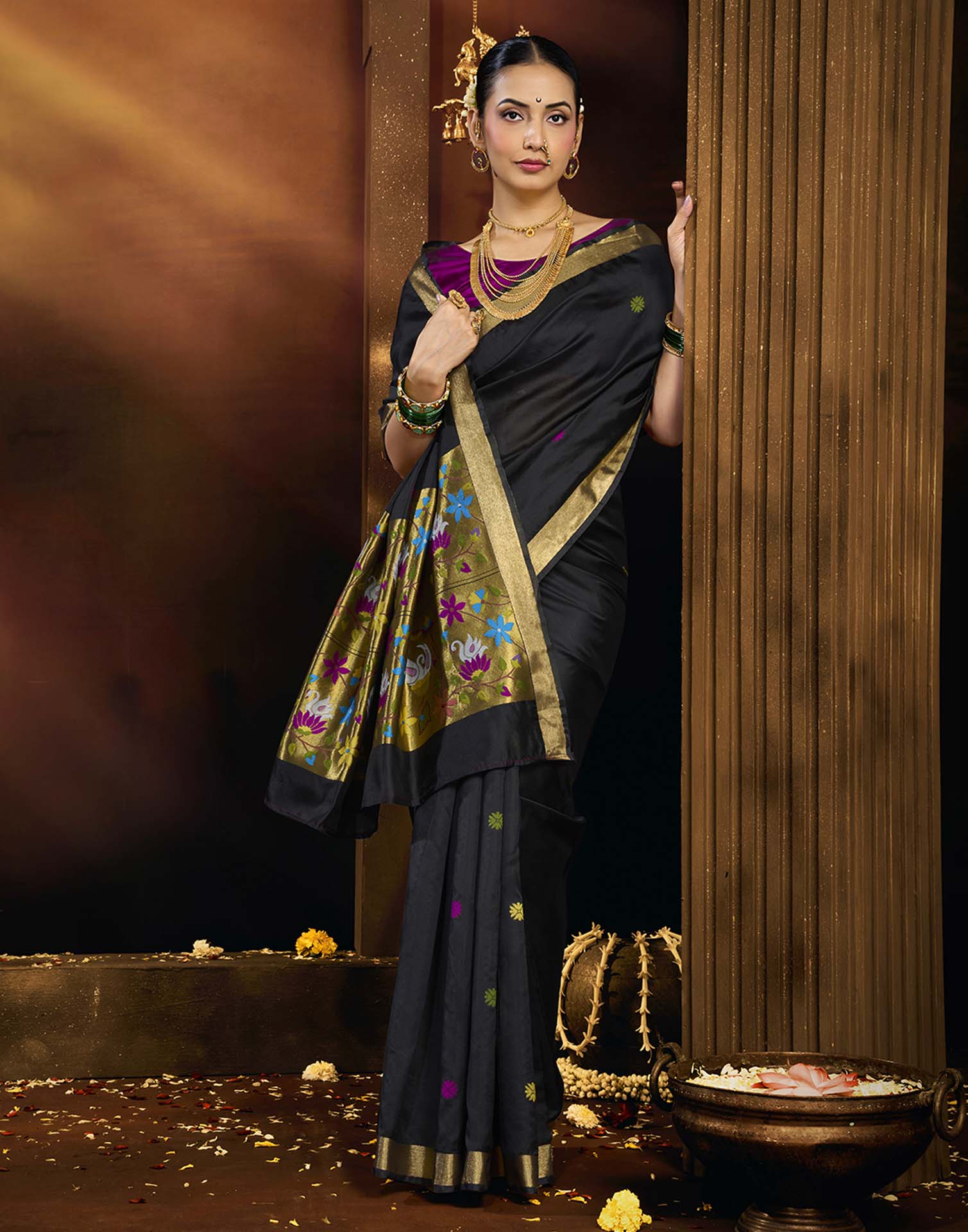 Black Silk Woven Paithani Saree