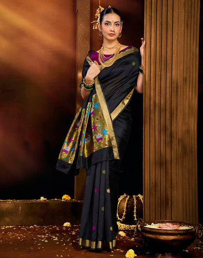 Black Silk Woven Paithani Saree