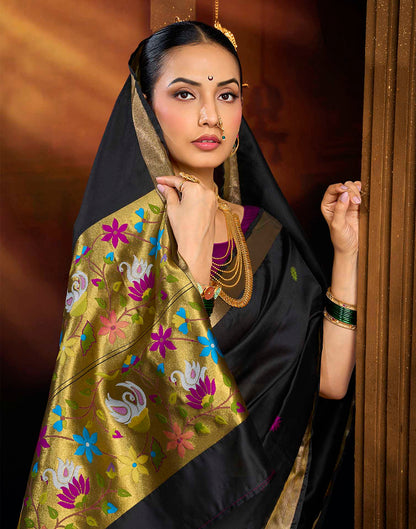Black Silk Woven Paithani Saree