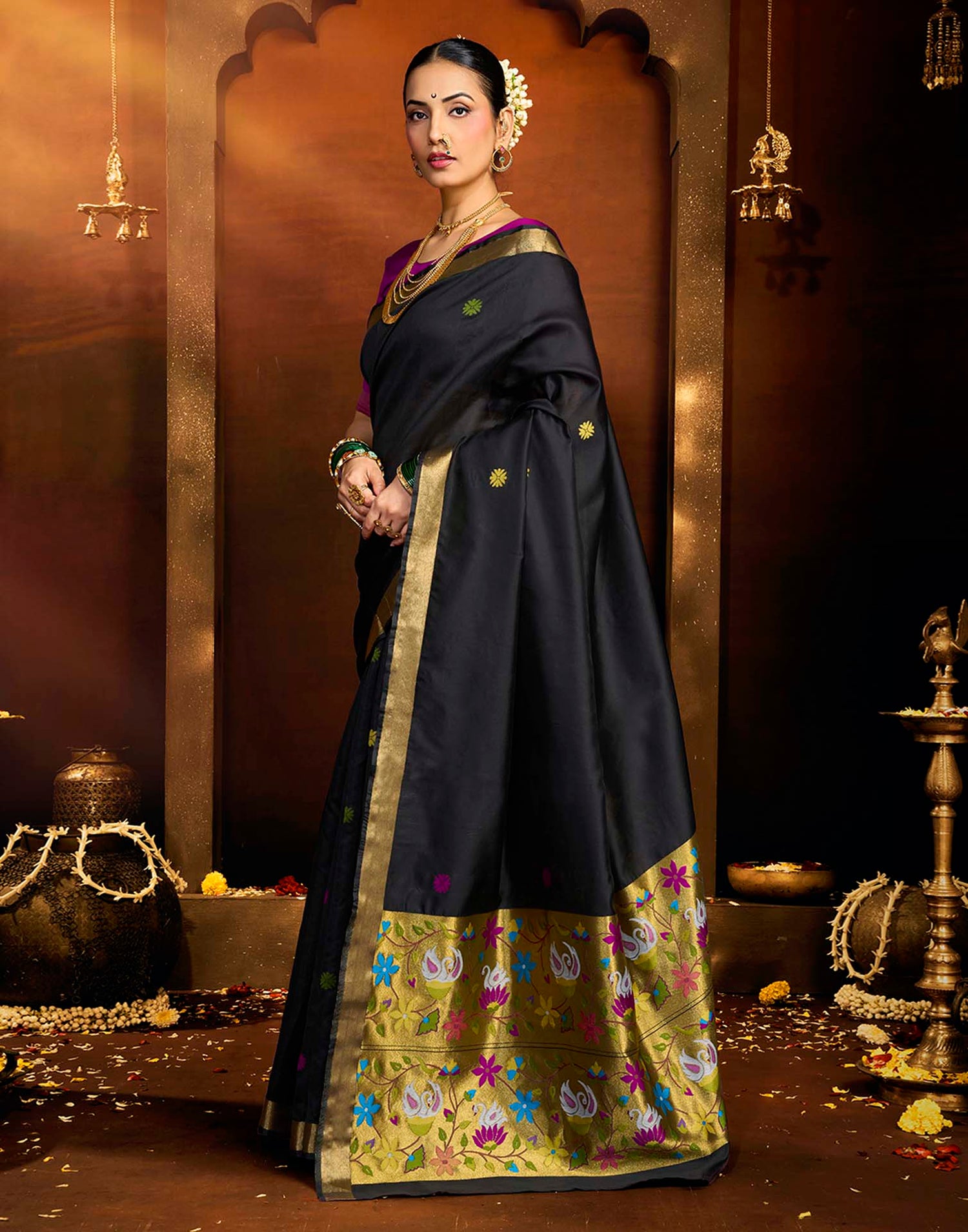 Black Silk Woven Paithani Saree