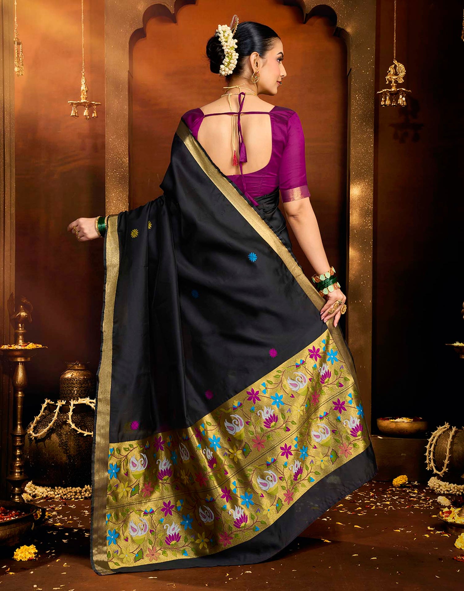 Black Silk Woven Paithani Saree