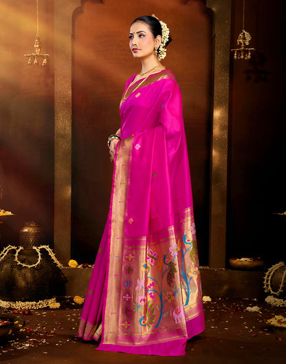Pink Silk Woven Paithani Saree