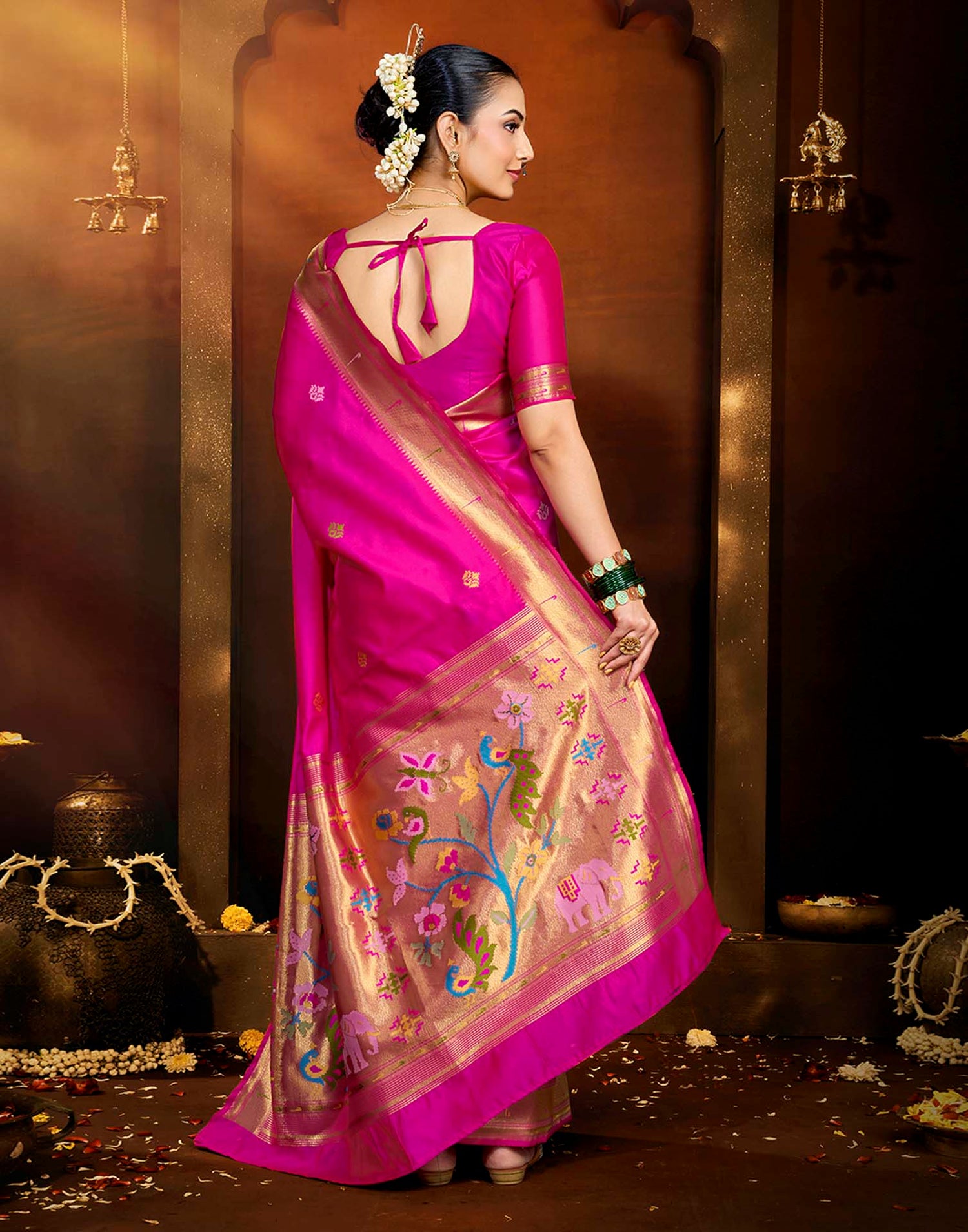 Pink Silk Woven Paithani Saree