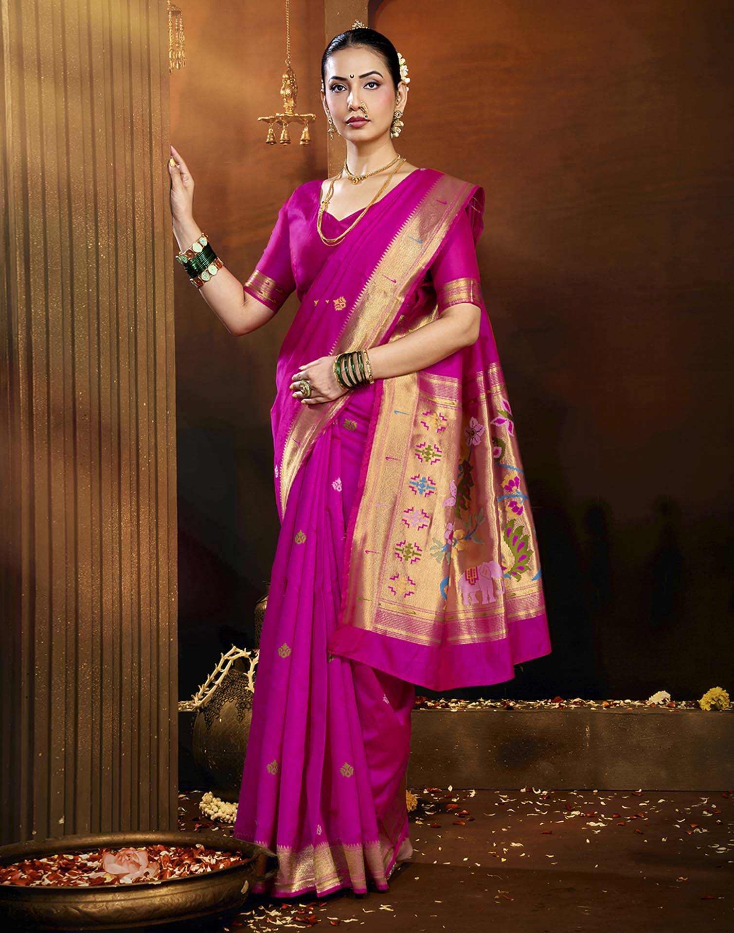 Pink Silk Woven Paithani Saree
