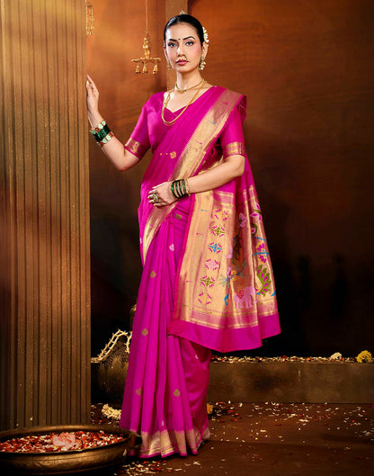 Pink Silk Woven Paithani Saree
