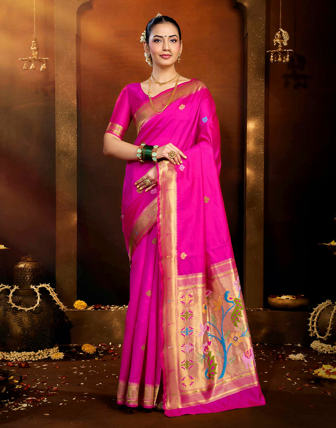 Pink Silk Woven Paithani Saree