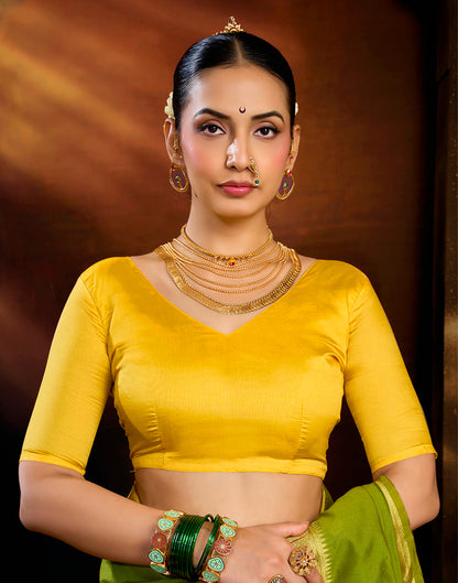 Parrot Green Silk Woven Paithani Saree