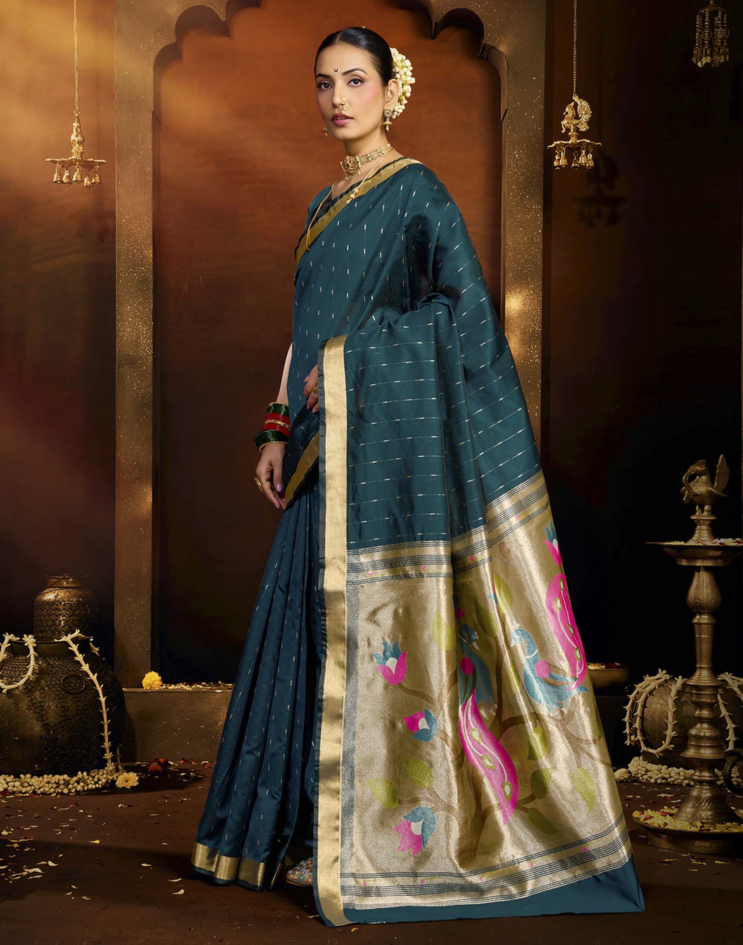 Blue Silk Woven Paithani Saree