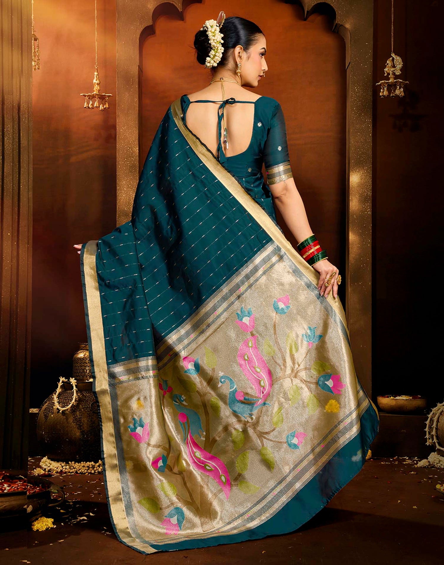 Blue Silk Woven Paithani Saree