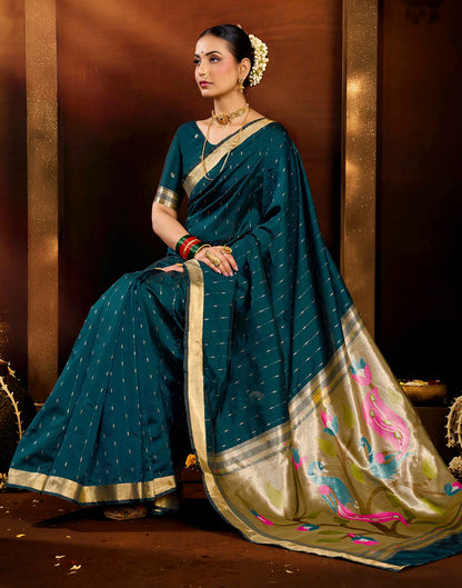 Blue Silk Woven Paithani Saree