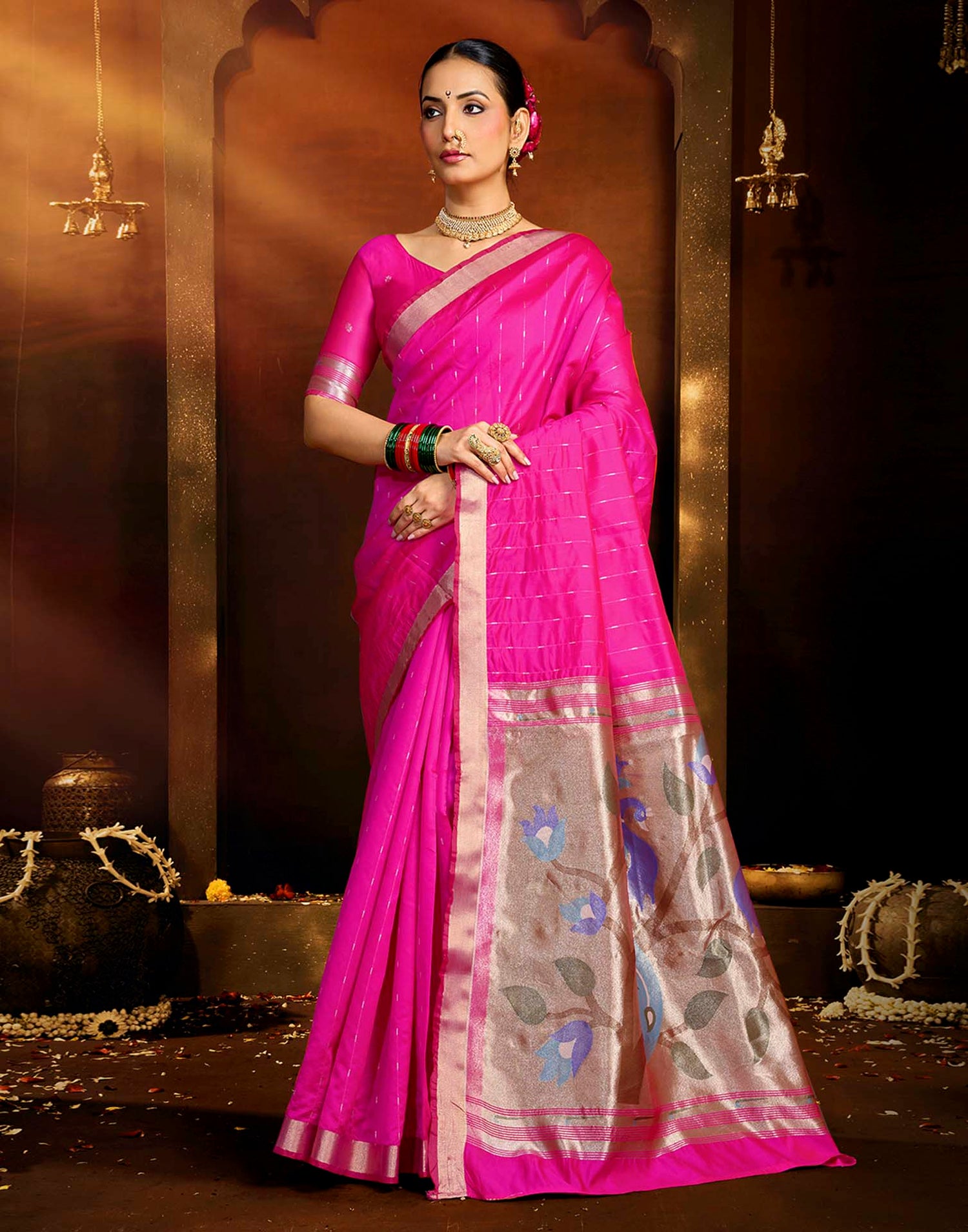 Pink Silk Woven Paithani Saree