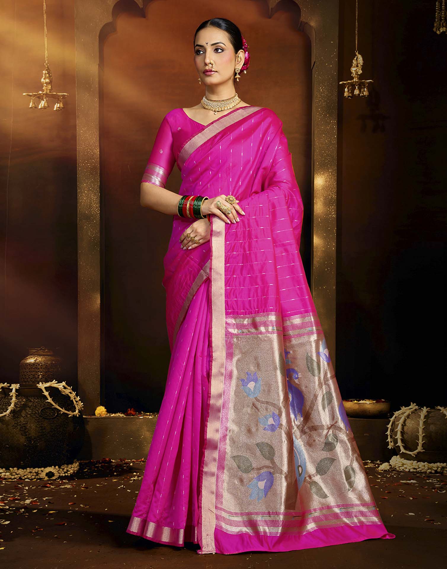Pink Silk Woven Paithani Saree