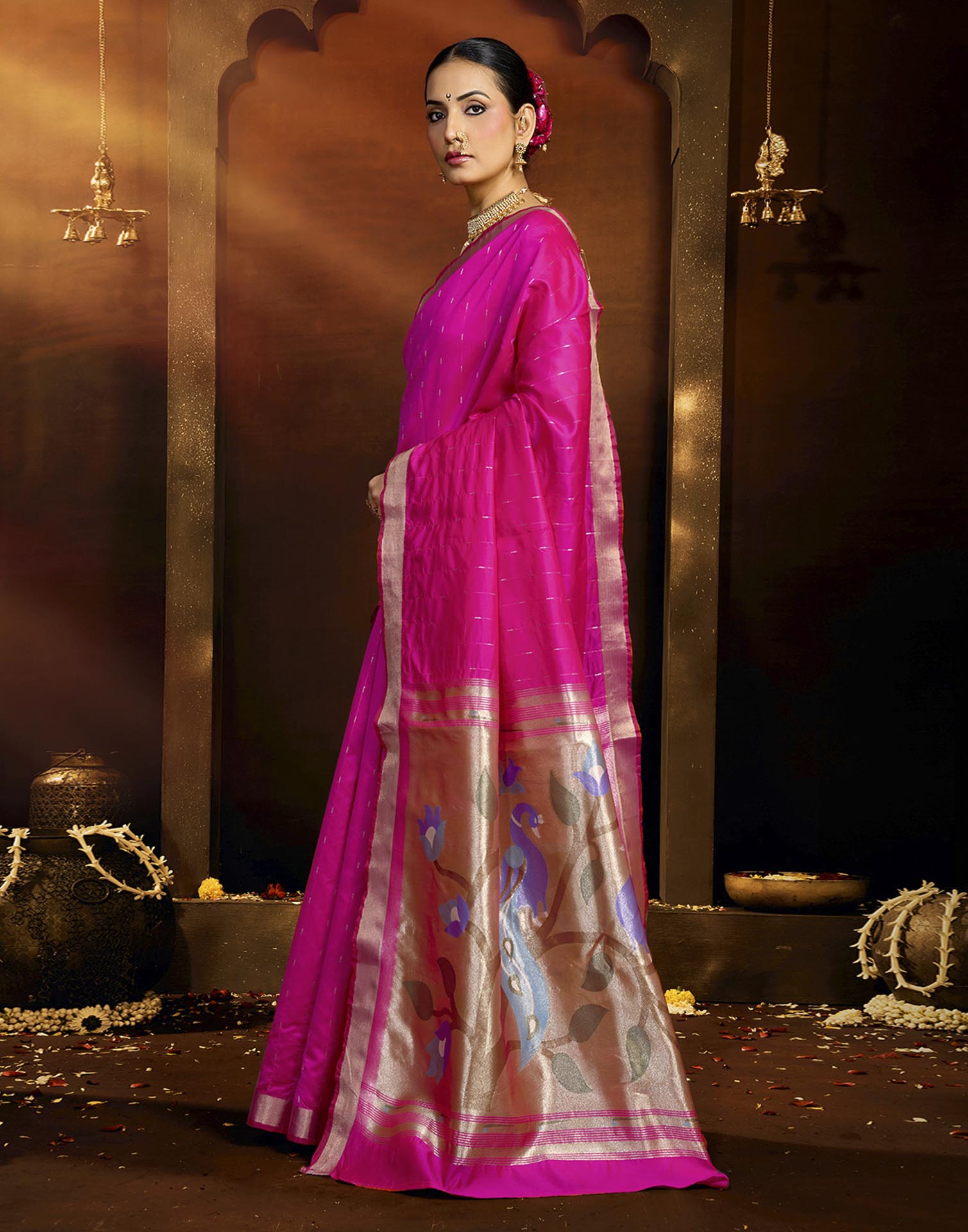 Pink Silk Woven Paithani Saree