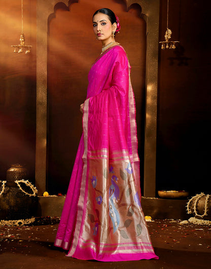 Pink Silk Woven Paithani Saree