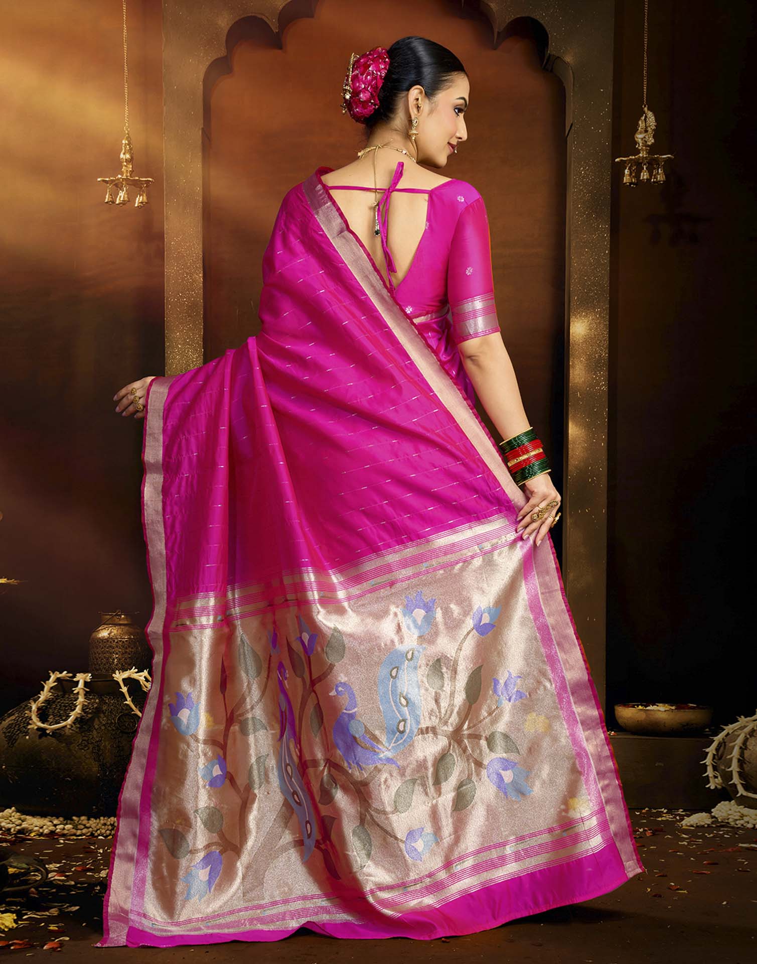 Pink Silk Woven Paithani Saree