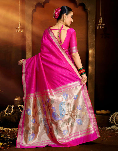Pink Silk Woven Paithani Saree
