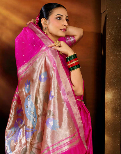 Pink Silk Woven Paithani Saree