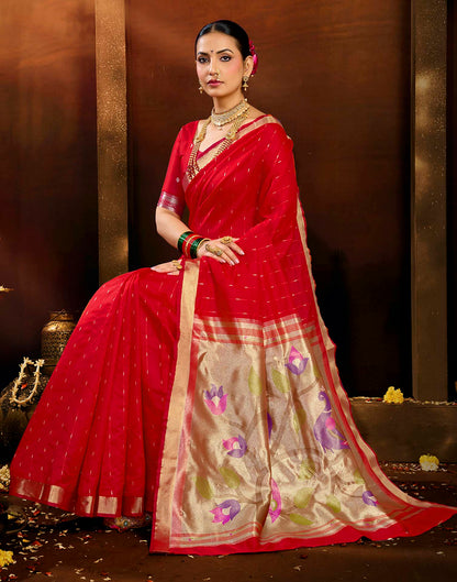 Red Silk Woven Paithani Saree