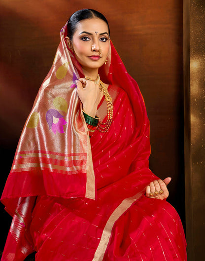 Red Silk Woven Paithani Saree