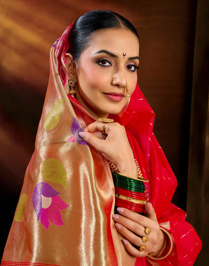 Red Silk Woven Paithani Saree