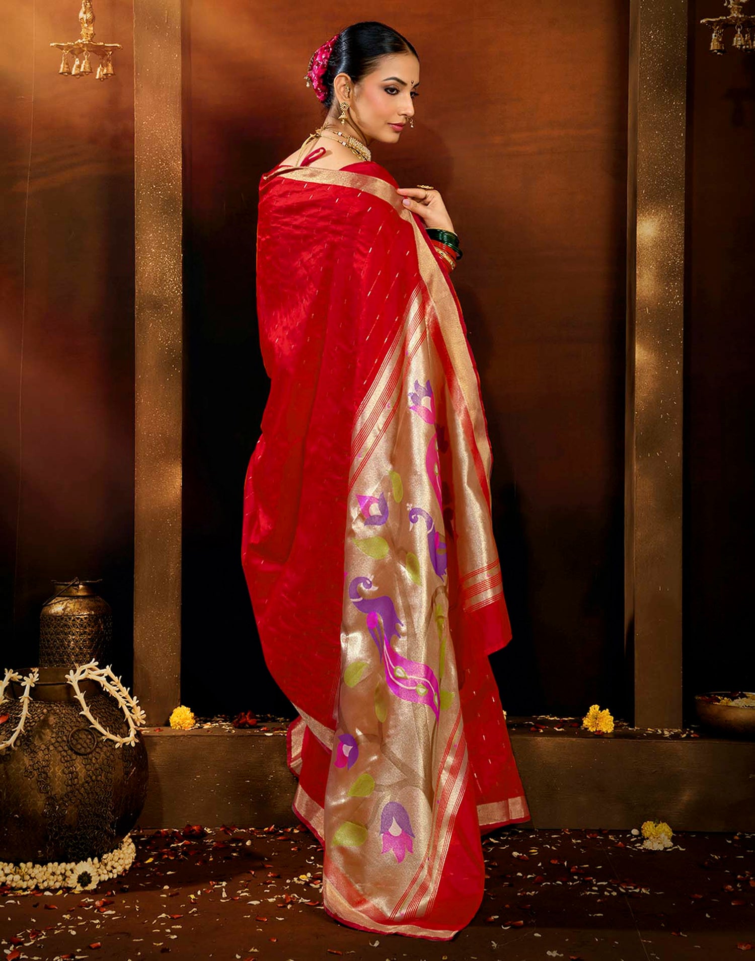Red Silk Woven Paithani Saree