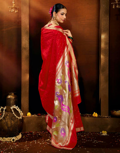 Red Silk Woven Paithani Saree