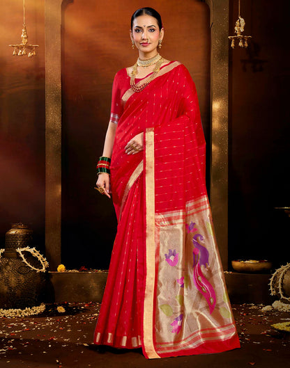 Red Silk Woven Paithani Saree