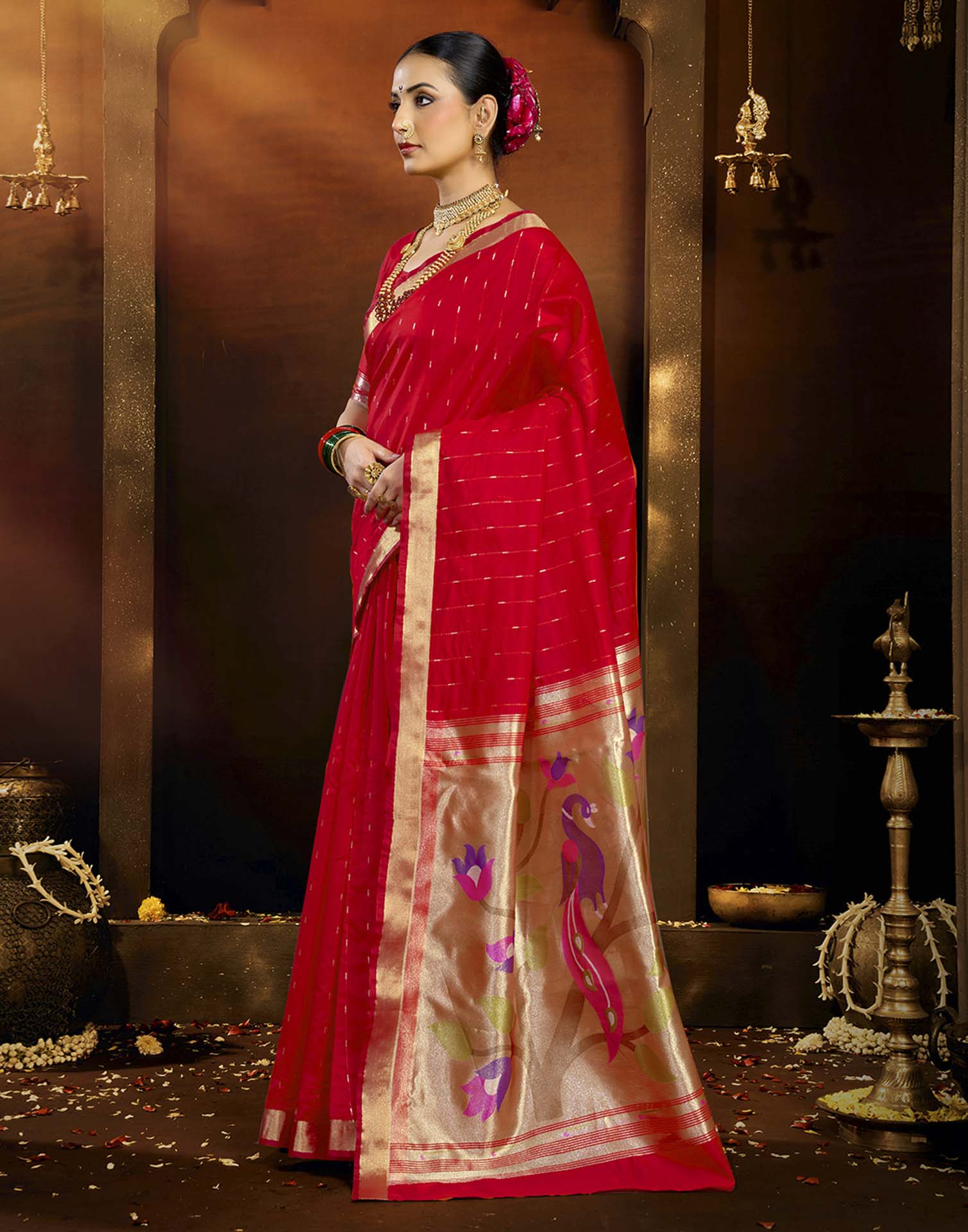 Red Silk Woven Paithani Saree
