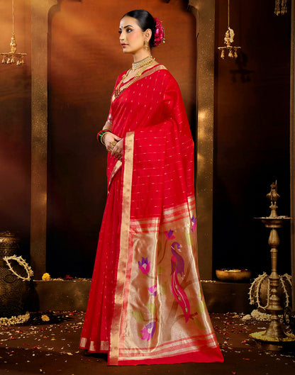 Red Silk Woven Paithani Saree