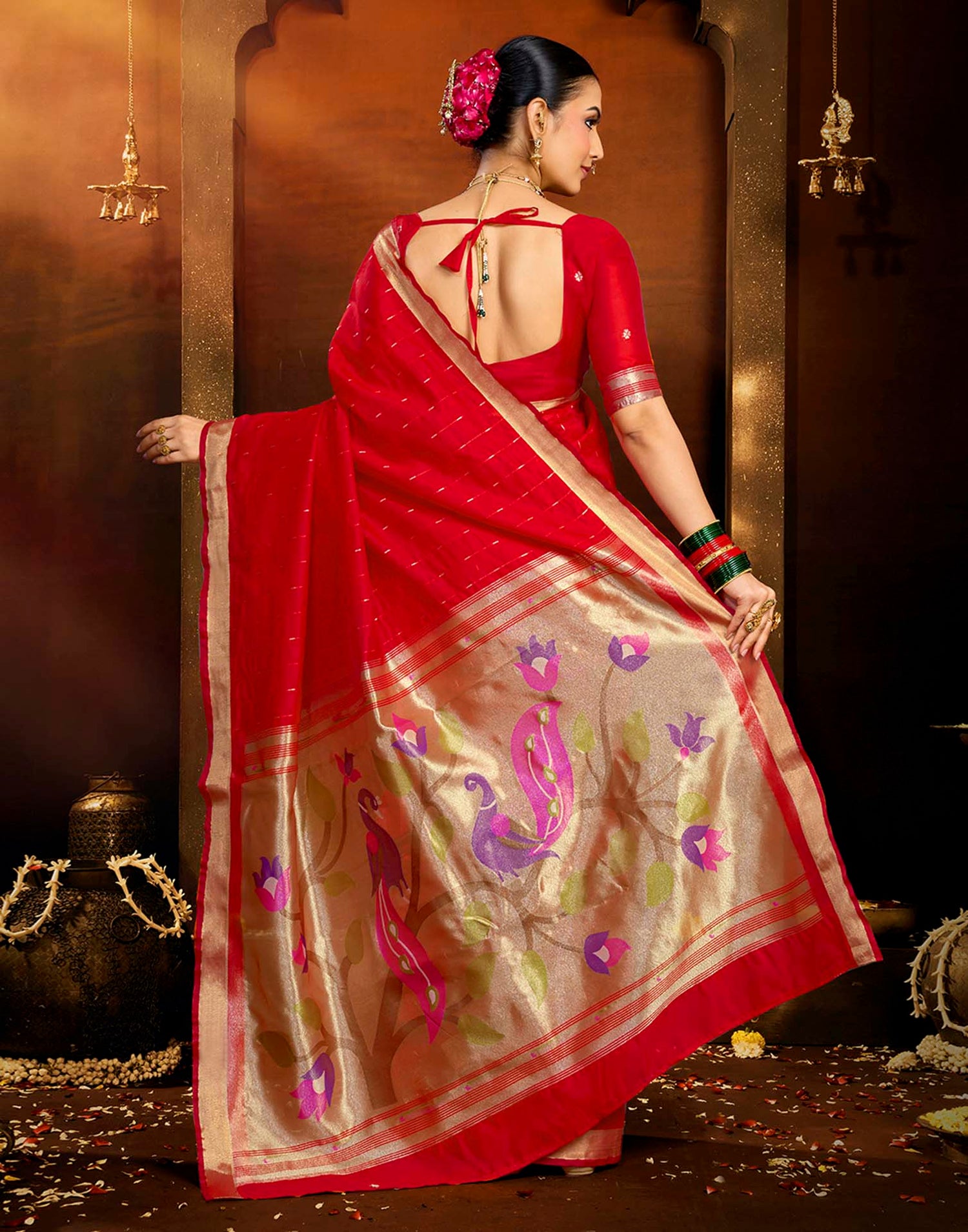 Red Silk Woven Paithani Saree