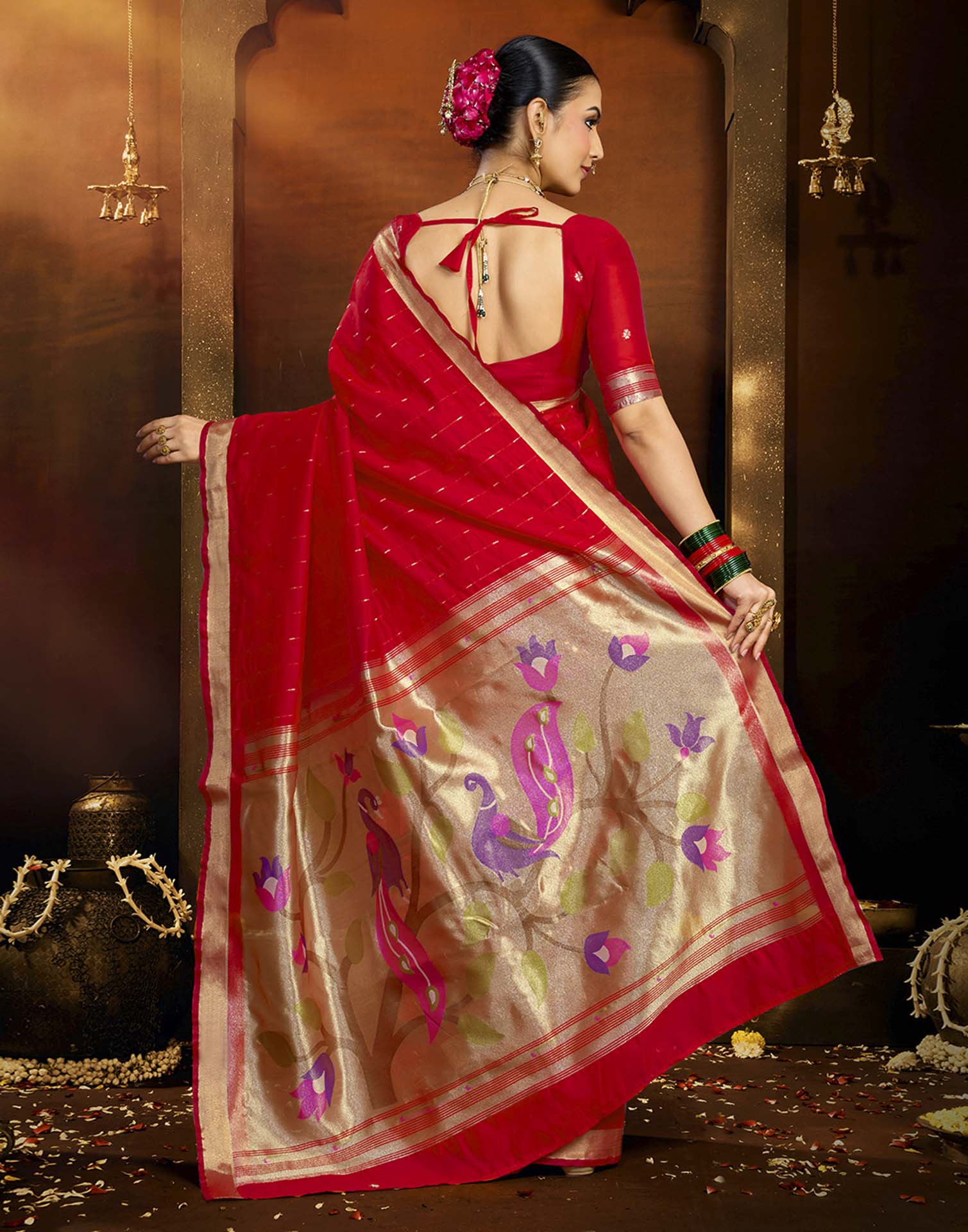 Red Silk Woven Paithani Saree