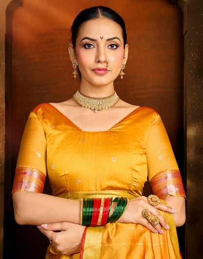 Yellow Silk Woven Paithani Saree