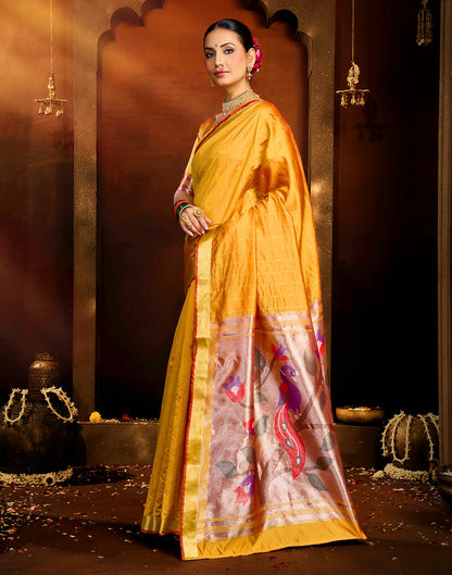 Yellow Silk Woven Paithani Saree