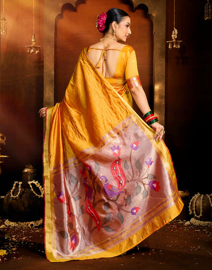 Yellow Silk Woven Paithani Saree