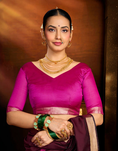 Maroon Silk Woven Paithani Saree