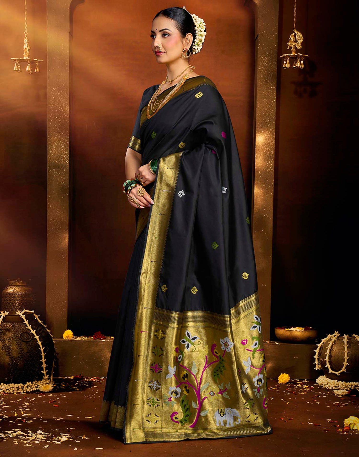 Black Silk Woven Paithani Saree
