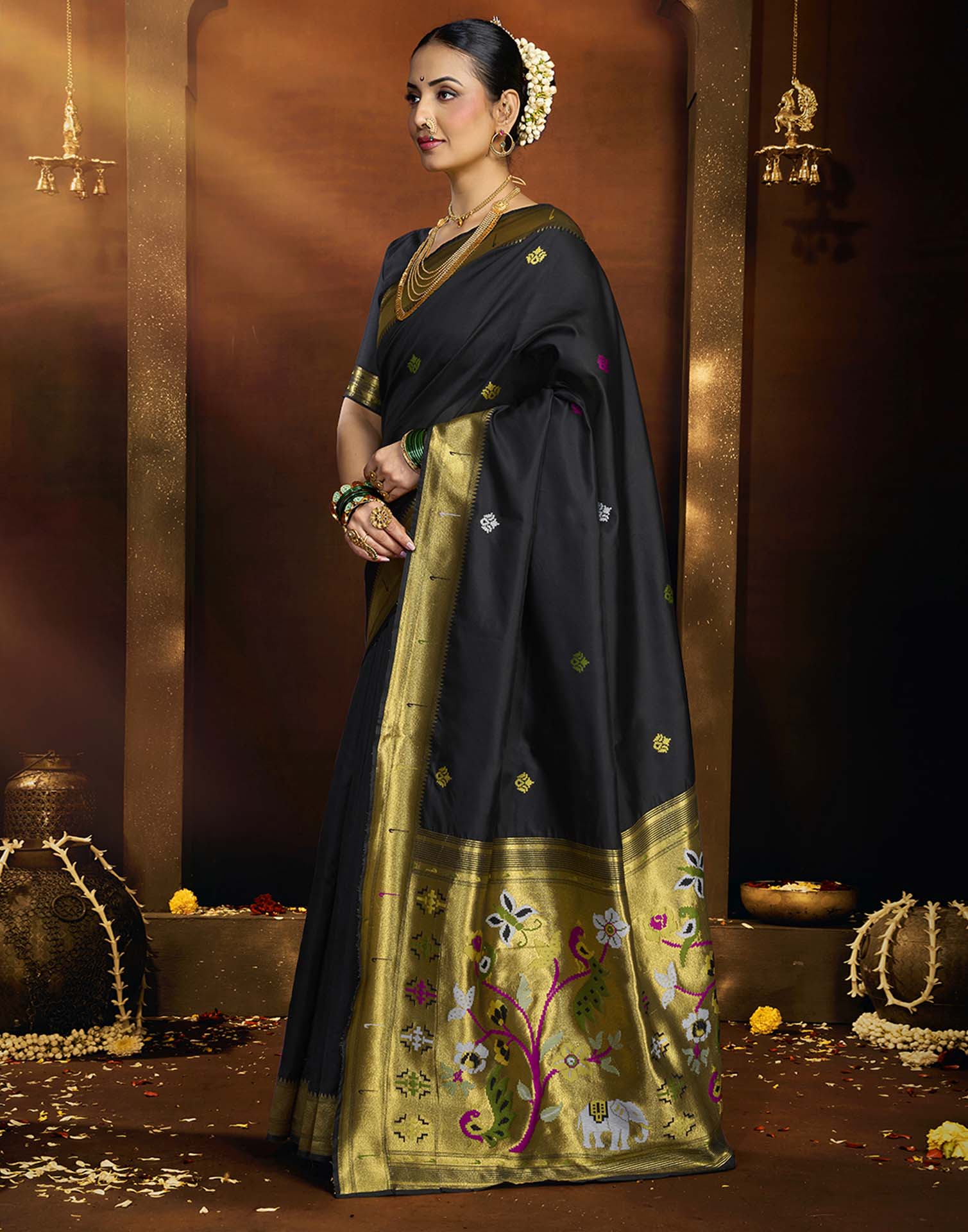 Black Silk Woven Paithani Saree