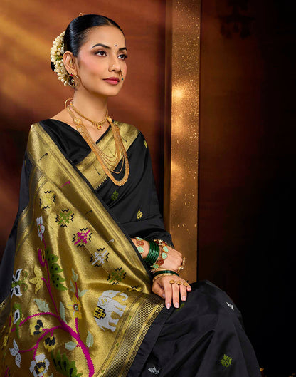 Black Silk Woven Paithani Saree