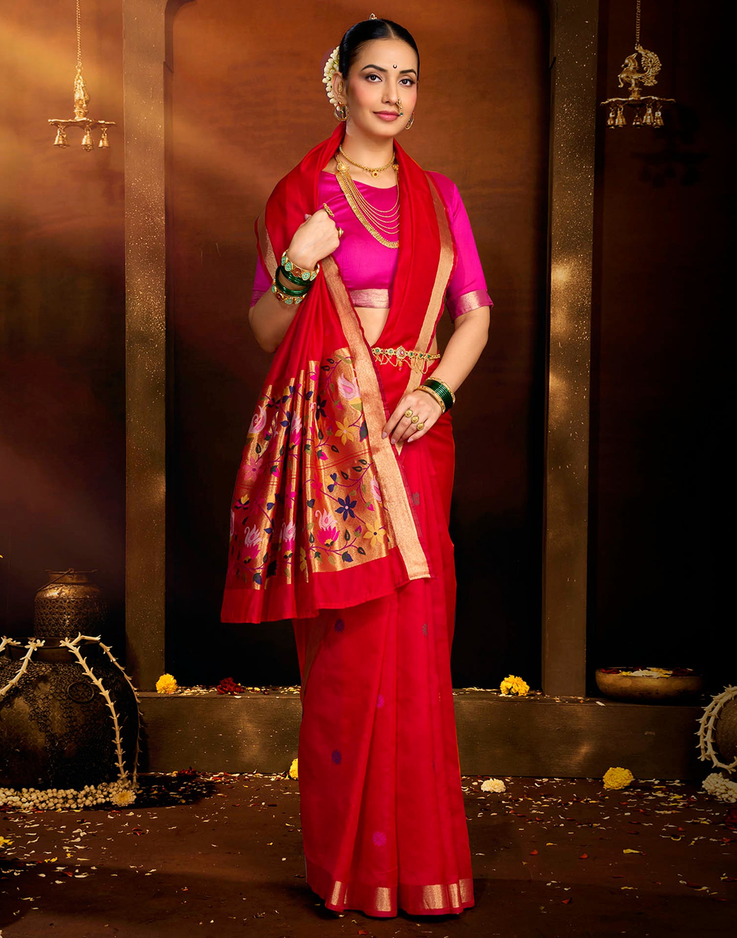 Red Silk Woven Paithani Saree