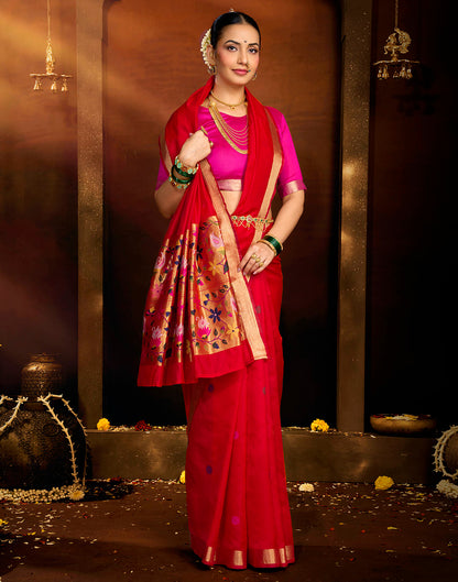Red Silk Woven Paithani Saree